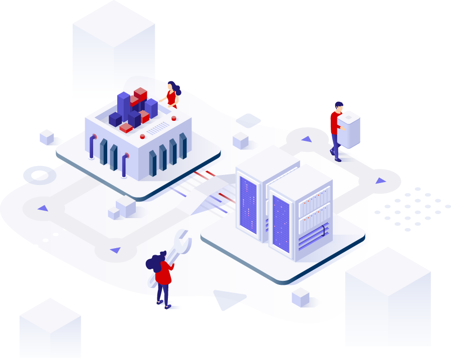 Illustration mit technischer Anmutung – accellonet unterstützt Kunden mit aktivem Projektsupport